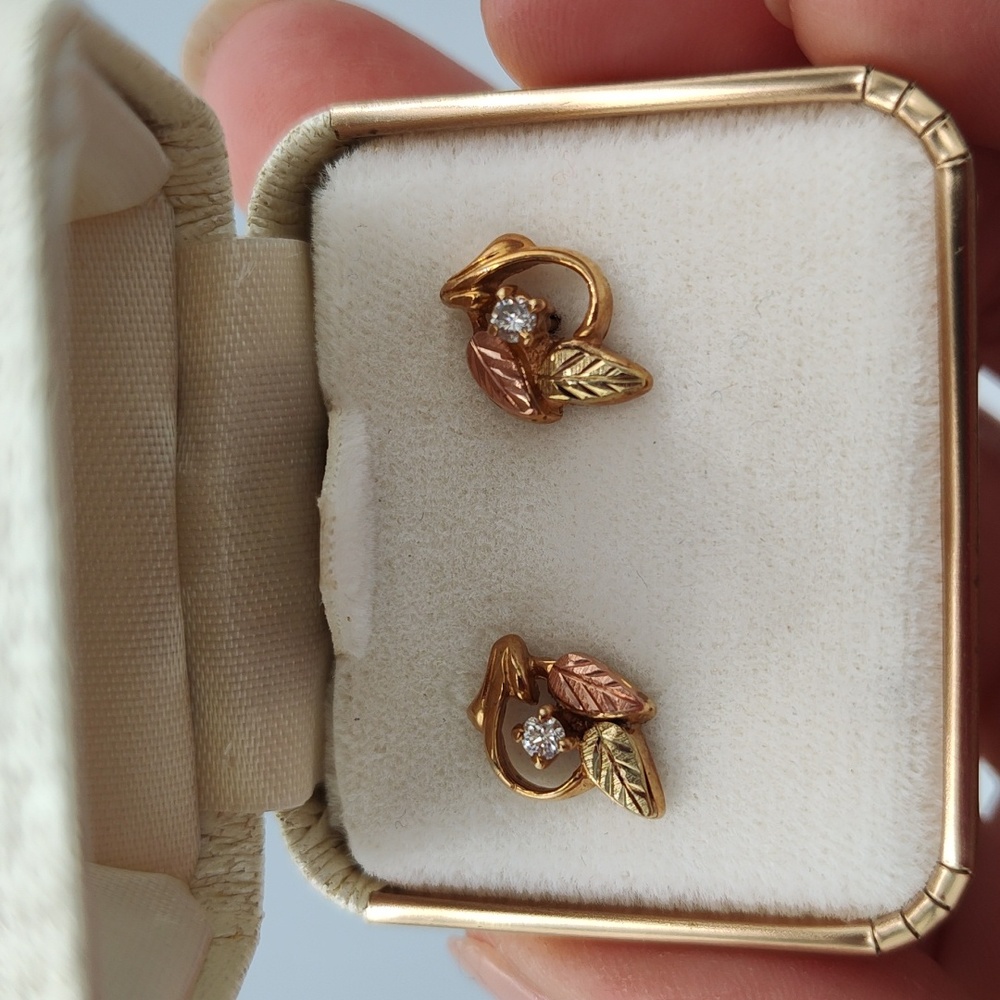 Black Hills Gold Diamond Earrings